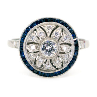 Diamond Sapphire Platinum Cluster Ring 10876-5008 Image1