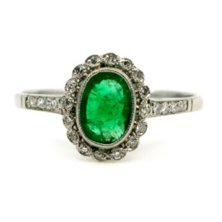 Emerald Diamond Platinum Cluster Ring 10880-5012 Image1