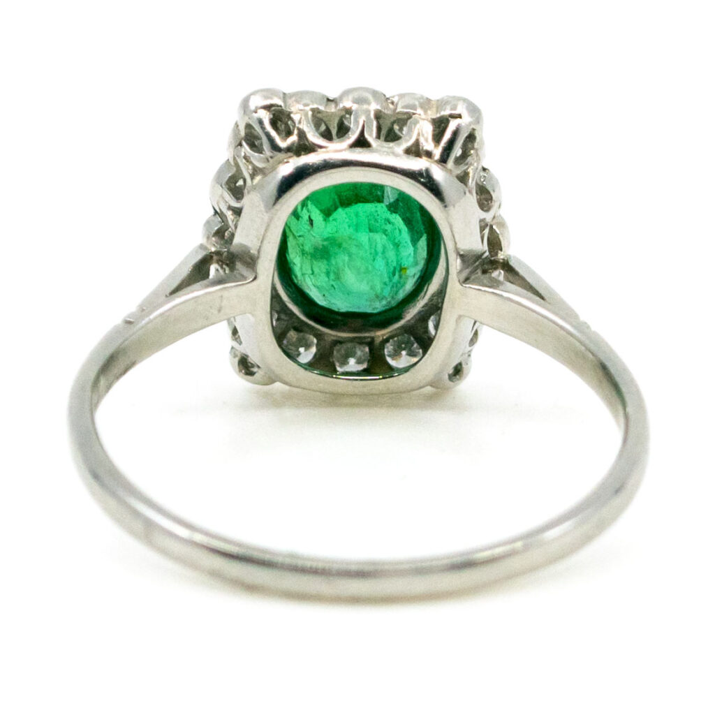 Anello a forma ovale in platino con smeraldi e diamanti 10881-5013 Immagine4