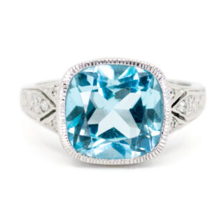 Topaz Diamond 14k Cushion-Cut Ring 10995-0169 Image1