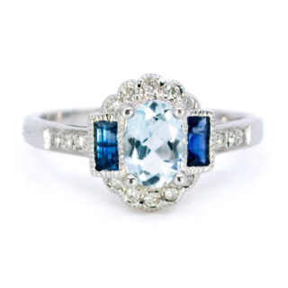 Aquamarine Diamond Sapphire 14k Ring 11010-0184 Image1