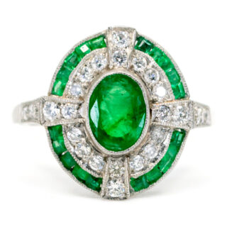 Diamond Emerald Platinum Ring 11093-5017 Image1
