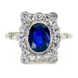 Sapphire Diamond Platinum Deco Ring 11146-6932 Image1