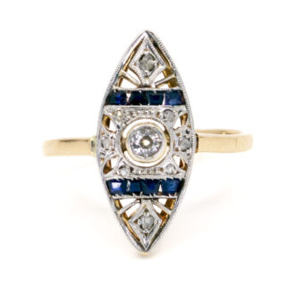 Diamond Sapphire 18k Marquise-Shape Ring 11218-2215 Image1