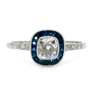 Diamond Sapphire Platinum Target Ring 11220-1964 Image1