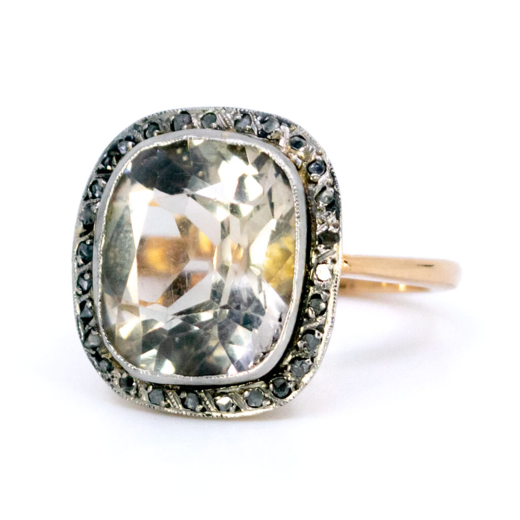 Prasiolite (Green Amethyst)  Diamond 18k Antique Ring 11508-2293 Image3