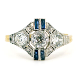 Diamond Sapphire 18k Platinum Deco Ring 11510-2295 Image1