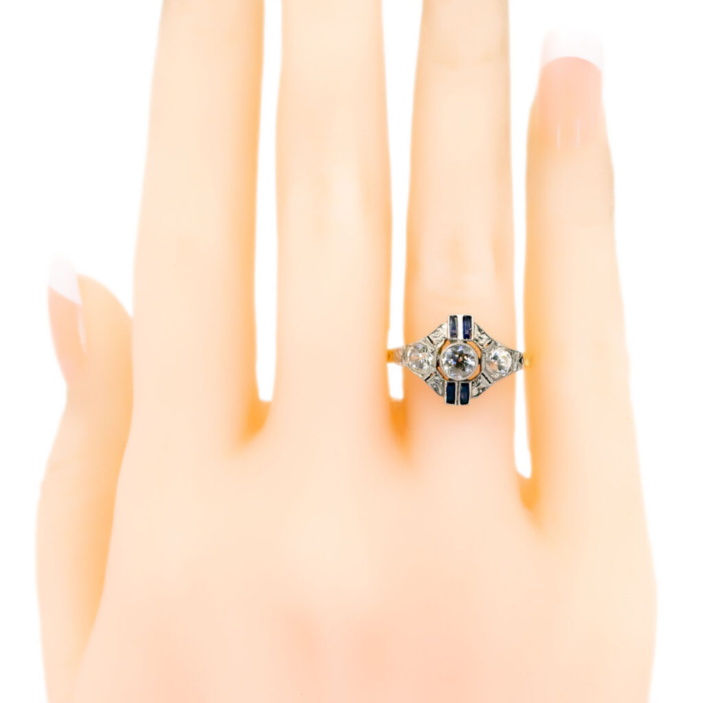 Anello decorativo in platino 18 carati con zaffiro e diamanti 11510-2295 Immagine5