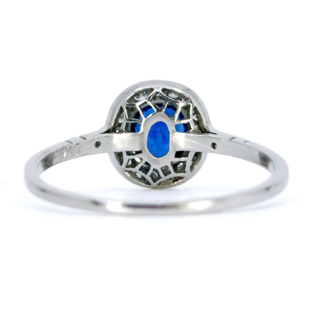 Diamond Sapphire Platinum Halo Ring 11511-2296 Image4
