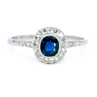 Diamond Sapphire Platinum Halo Ring 11511-2296 Image1