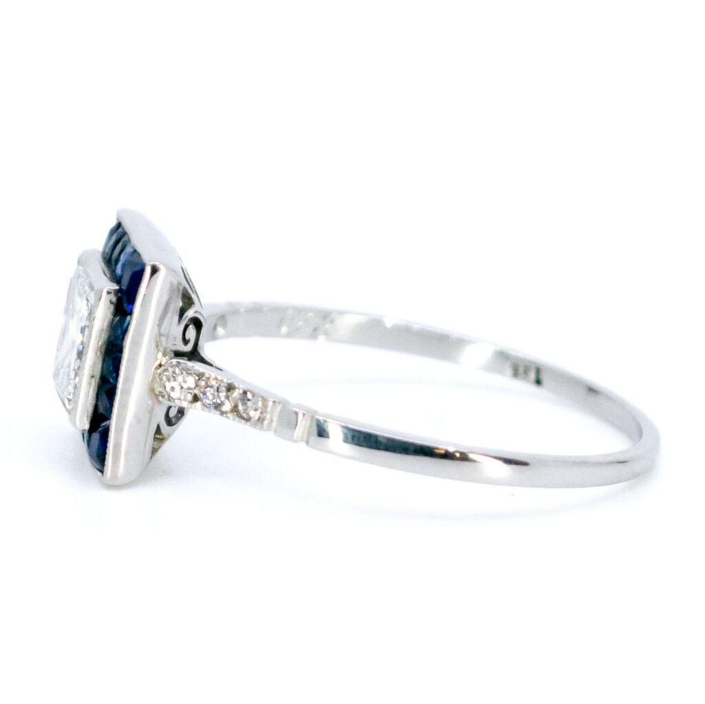 Diamant saffier platina vierkante ring 11550-1961 Afbeelding3