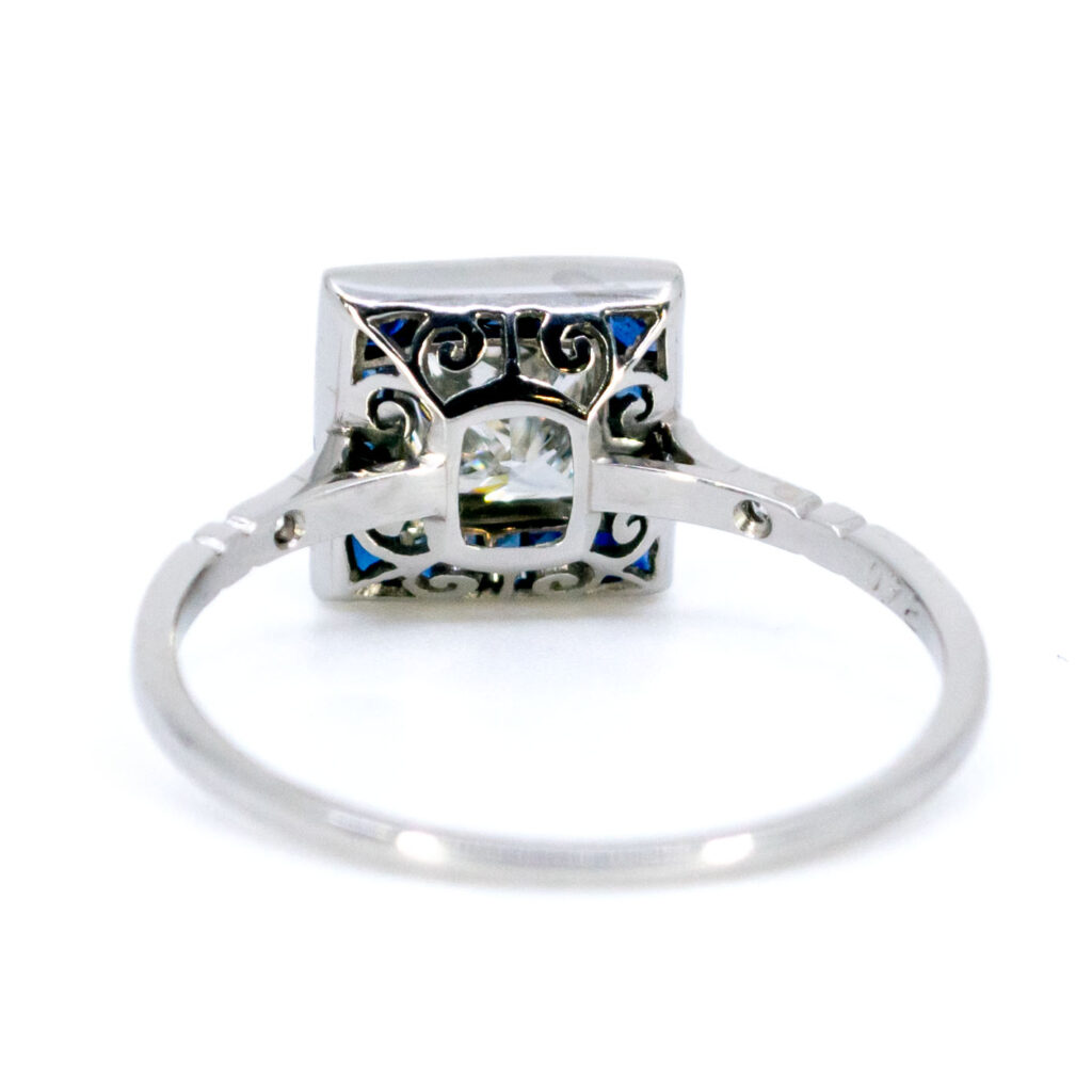 Diamant saffier platina vierkante ring 11550-1961 Afbeelding4