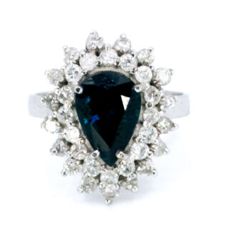 Diamond Sapphire 18k Pear-Shape Ring 11696-5002 Image1