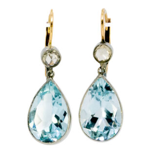 Aquamarine Diamond 14k Platinum Drop Earrings 11806-6294 Image1