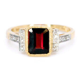 Garnet Diamond 14k Rectangle-Shape Ring 11836-0214 Image1