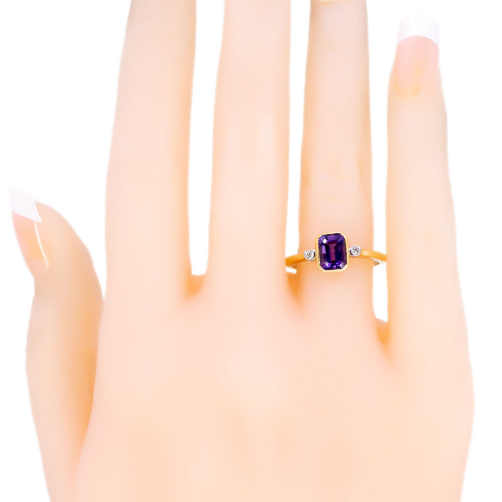 Amethyst Diamond 14k Rectangle-Shape Ring 11850-0228 Image5