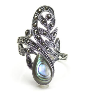 Abalone Shell Marcasite (Pyrite) Silver Ring 11869-7243 Image1