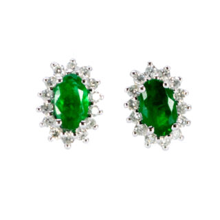 Aretes de esmeralda con diamantes de 18 quilates 12071-7324 Image1