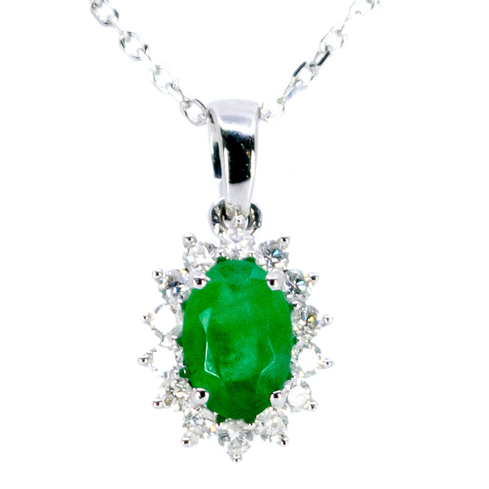 Emerald Diamond 18k Cluster Pendant 12252-7386 Image2