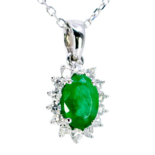 Emerald Diamond 18k clusterhanger 12252-7386 Afbeelding1