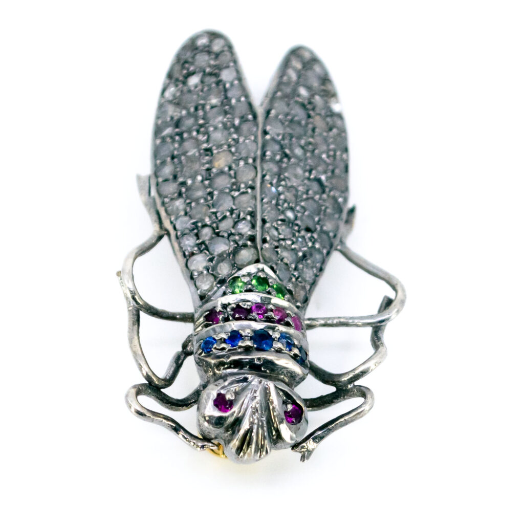 Diamond Emerald Ruby Sapphire 14k zilveren insectenbroche 12262-7393 Image3