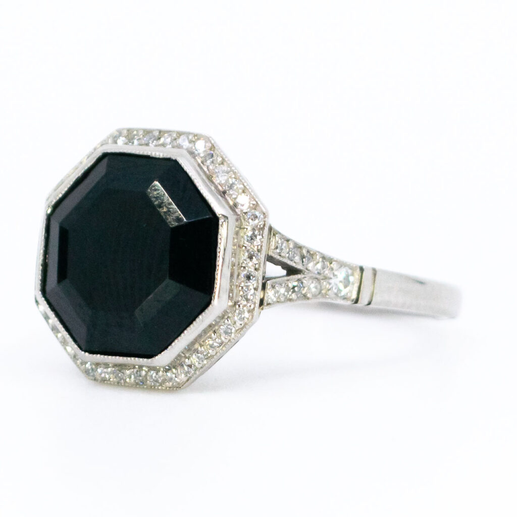 Onyx diamanten platina achthoekige ring 12330-2332 Afbeelding2