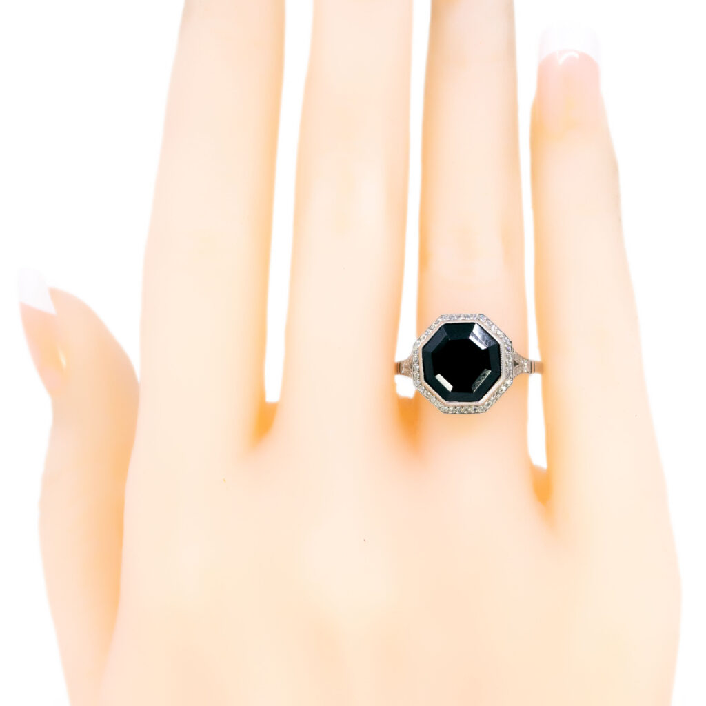 Onyx diamanten platina achthoekige ring 12330-2332 Afbeelding5