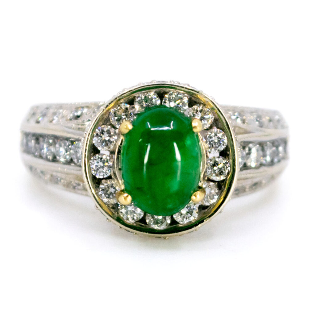 Anello con smeraldo e diamante 14k 12333-2335 Immagine1