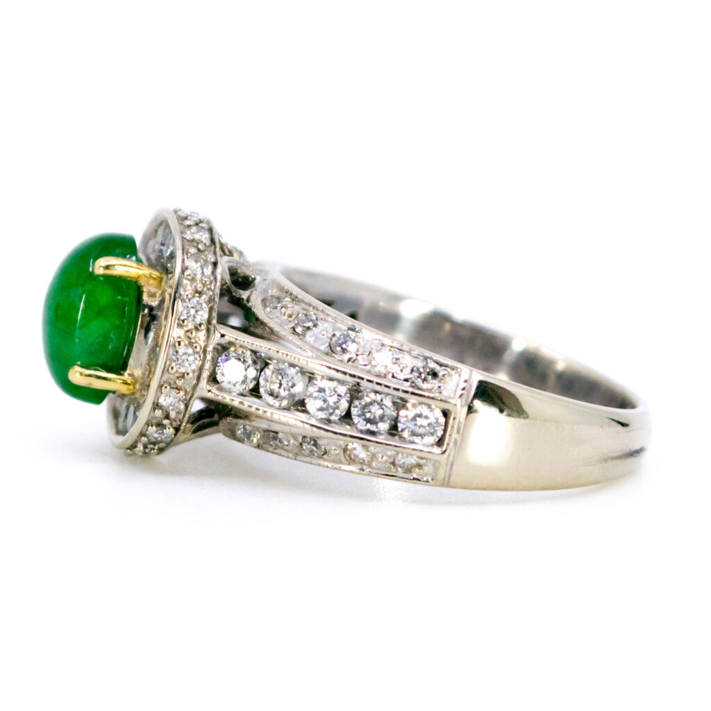 Anello con smeraldo e diamante 14k 12333-2335 Immagine3