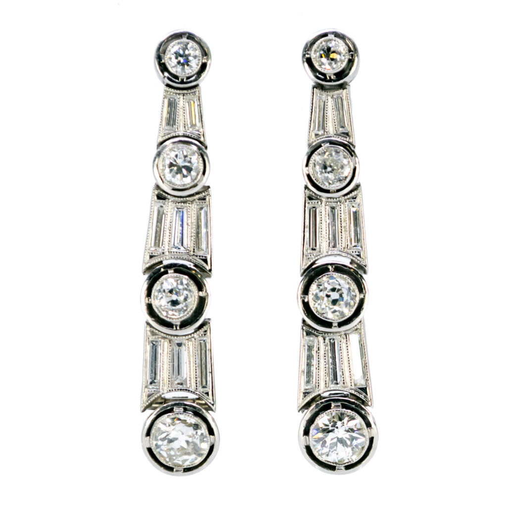Diamond Platinum Drop Earrings 12343-2344 Image2
