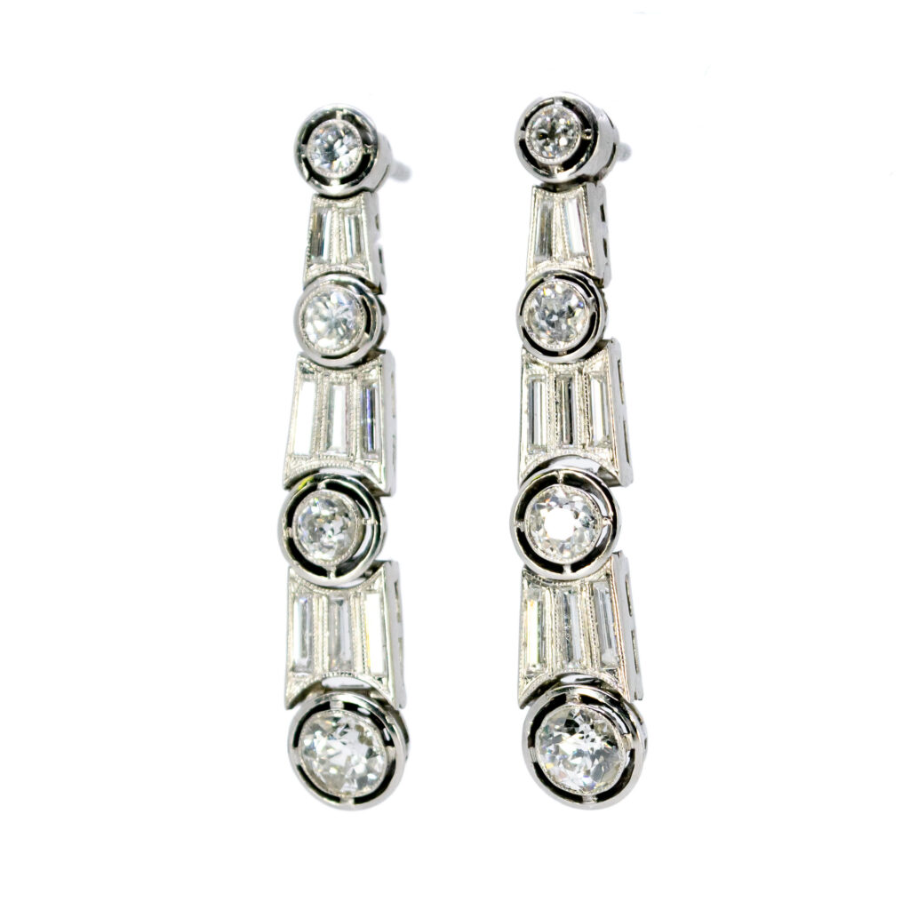 Diamond Platinum Drop Earrings 12343-2344 Image1