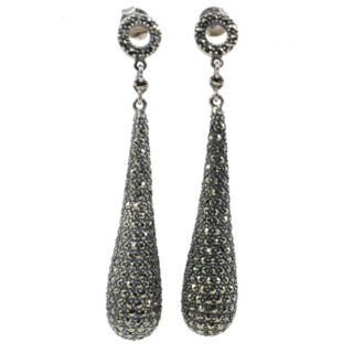 Marcasite (Pyrite) Silver Drop Earrings 12758-1044 Image1