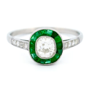 Diamond Emerald Platinum Target Ring 12767-5039 Image1