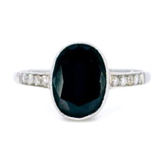 Sapphire Diamond Platinum Oval-Shape Ring 12769-5041 Image1