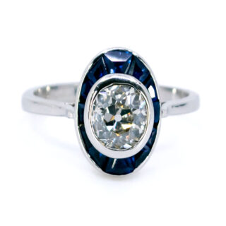 Diamond Sapphire 18k Halo Ring 12785-7050 Image1