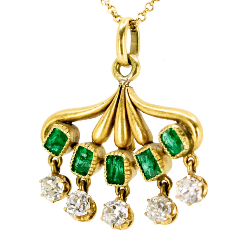 Pendente Lavalier con diamante smeraldo 18 carati 12787-7052 Immagine2