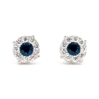 Sapphire Diamond 18k Cluster Earrings 12826-8034 Image1