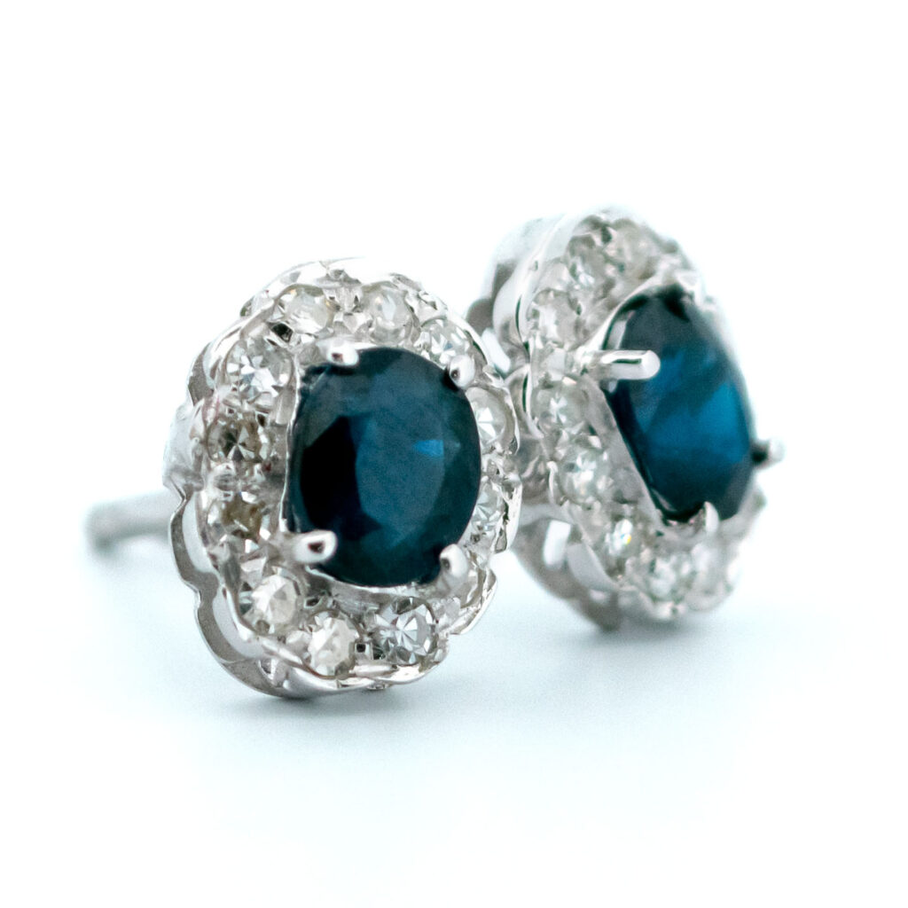 Diamond Sapphire 18k Cluster Earrings 12887-8063 Image2