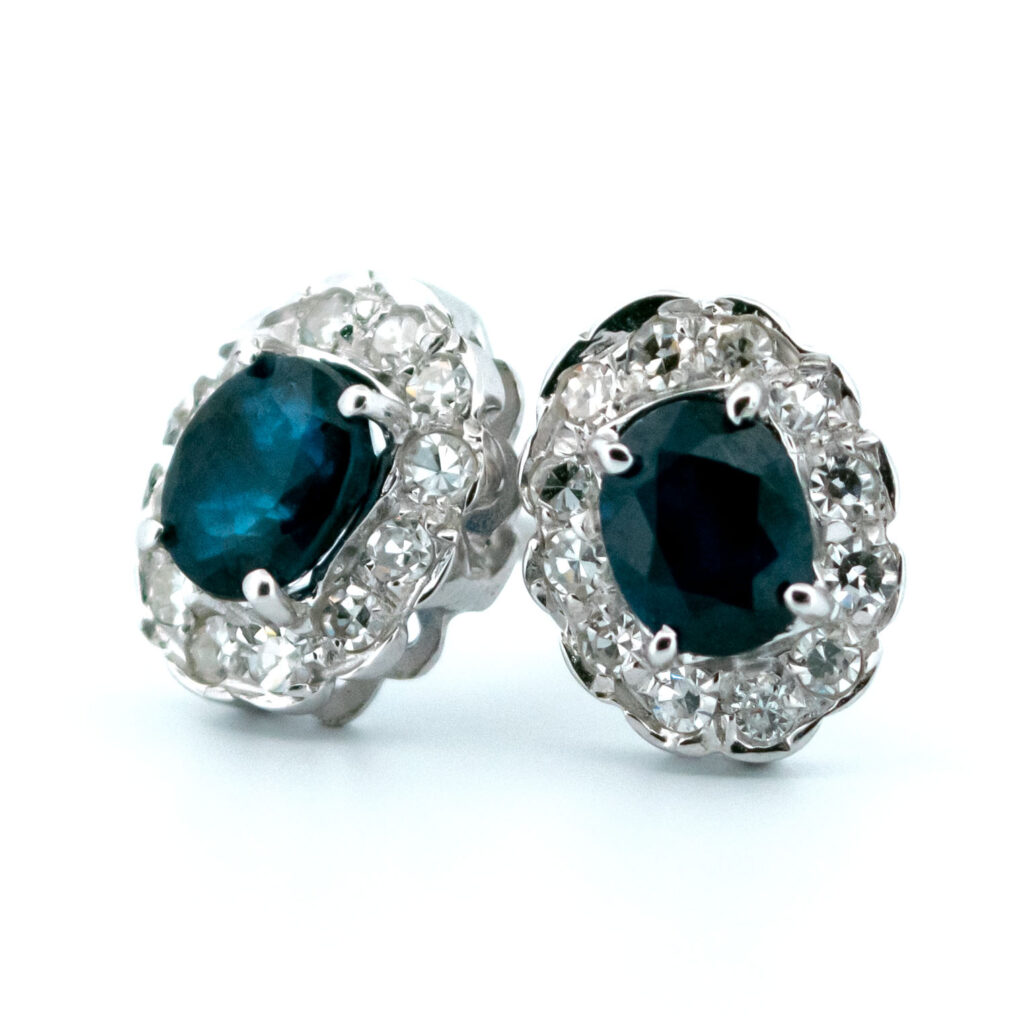 Diamond Sapphire 18k Cluster Earrings 12887-8063 Image3
