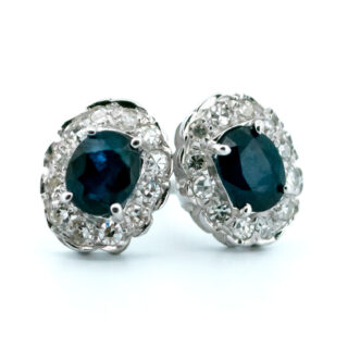 Diamond Sapphire 18k Cluster Earrings 12887-8063 Image1