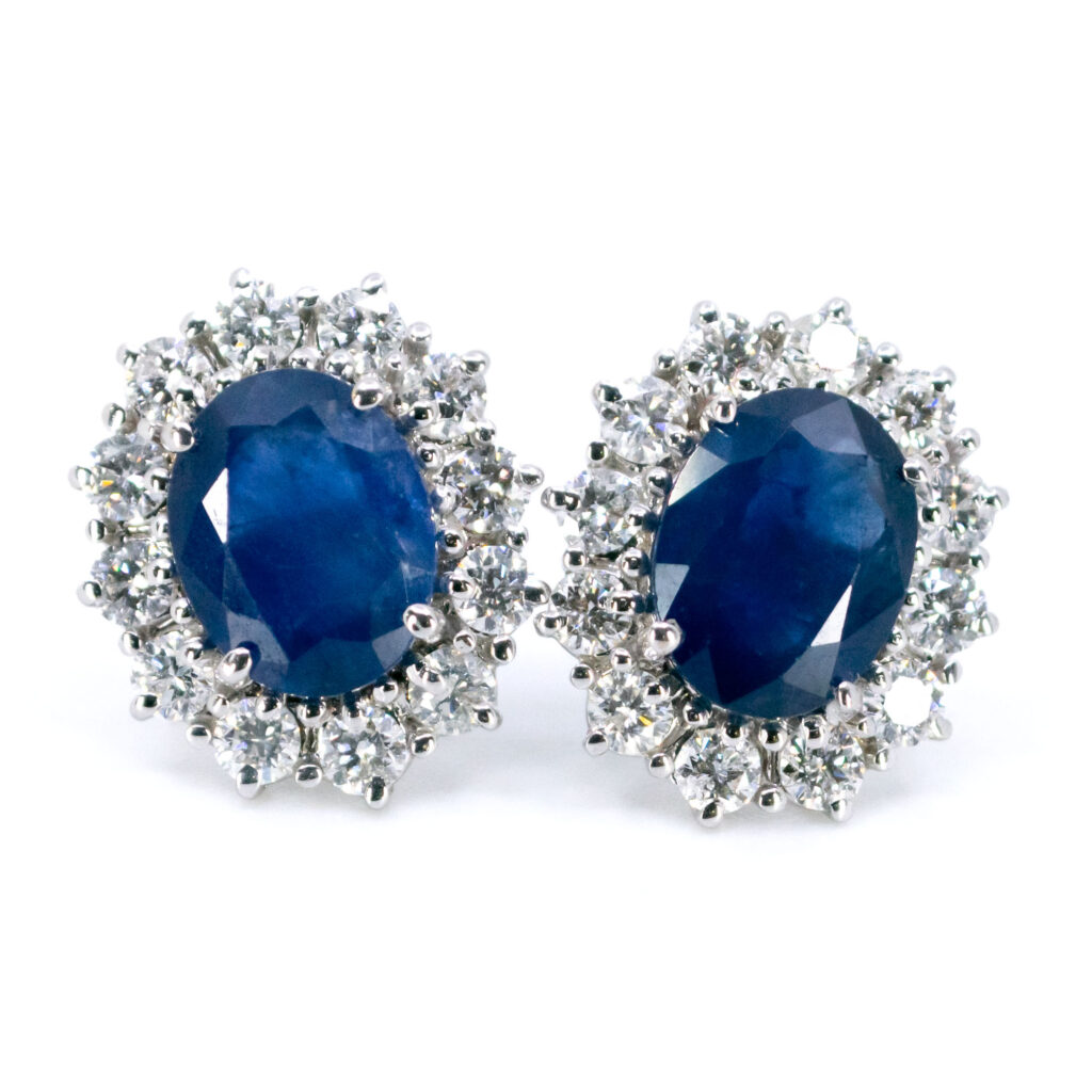 Sapphire Diamond 18k Cluster Earrings 12888-8064 Image2