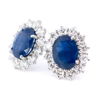 Sapphire Diamond 18k Cluster Earrings 12888-8064 Image1