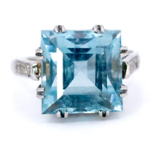 Aquamarine Diamond 14k Solitaire Ring 12917-8131 Image1