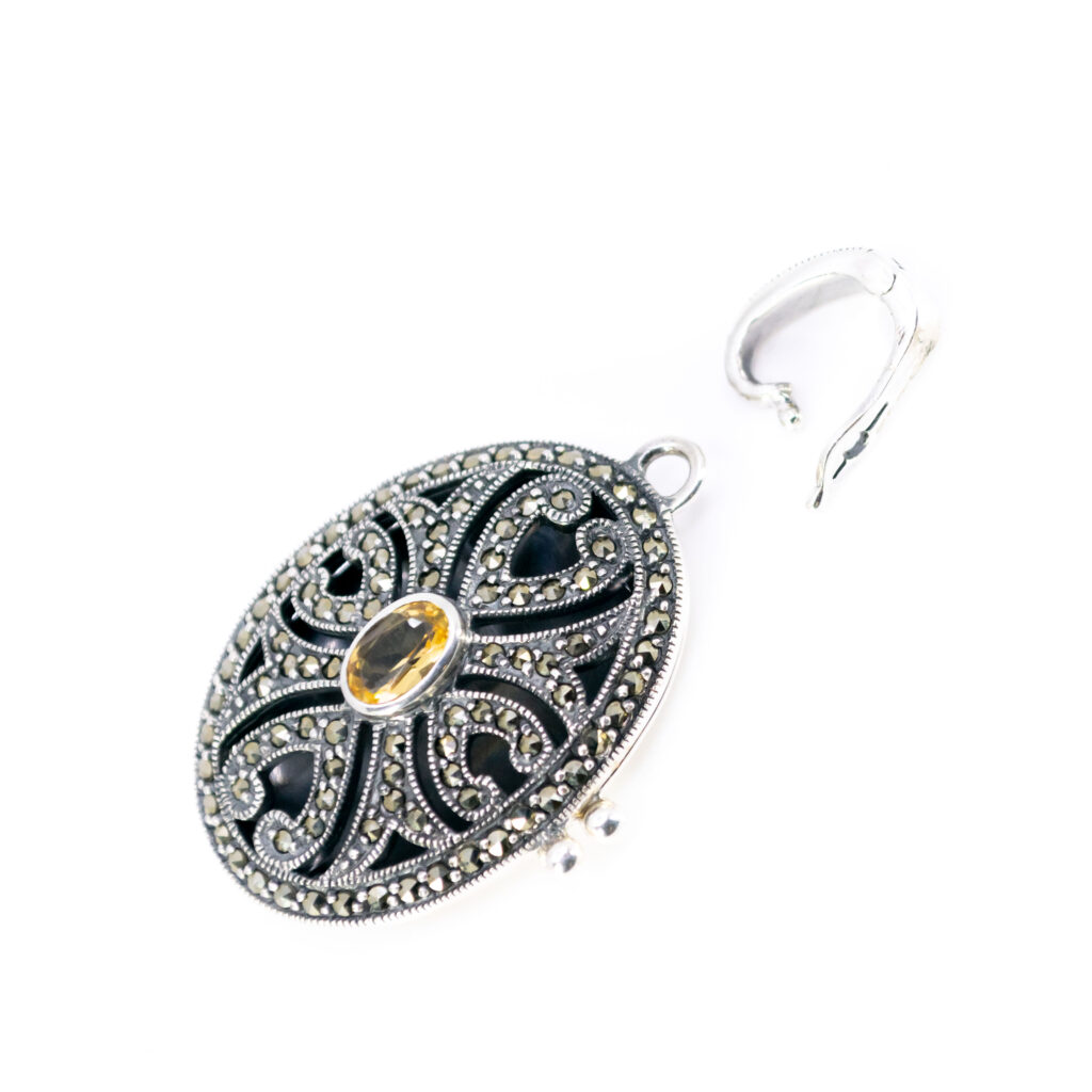 Medaglione di forma ovale in argento citrino marcasite (pirite) 13029-1101 Image5