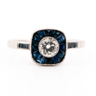 Diamond Sapphire Platinum Cluster Ring 13187-5055 Image1