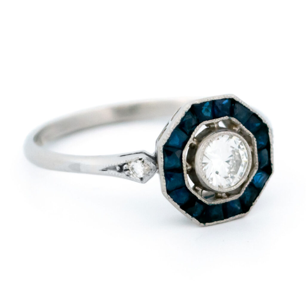 Diamond Sapphire Platinum Target Ring 13190-5058 Image3