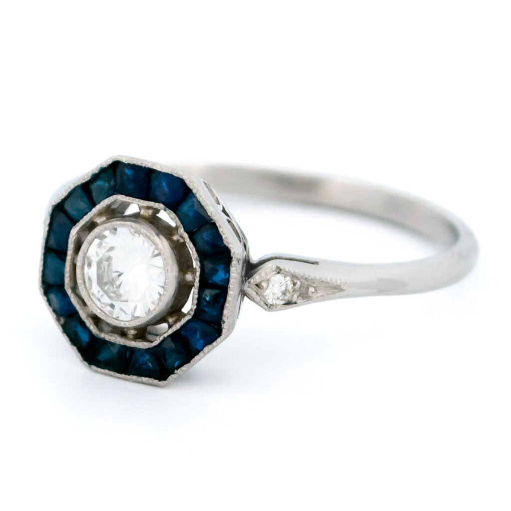 Diamond Sapphire Platinum Target Ring 13190-5058 Image4