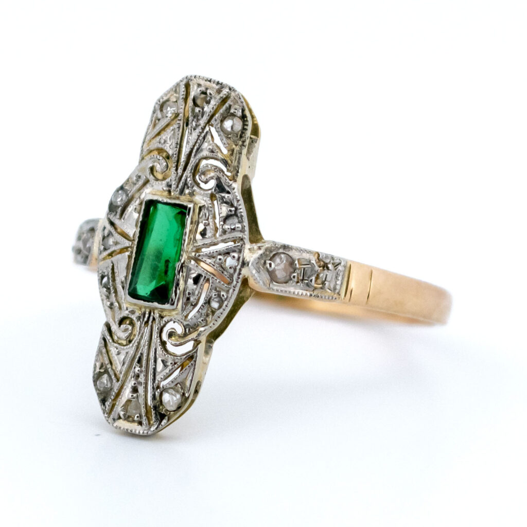 Diamond Emerald 14k Belle-Époque Ring 13208-5079 Image2