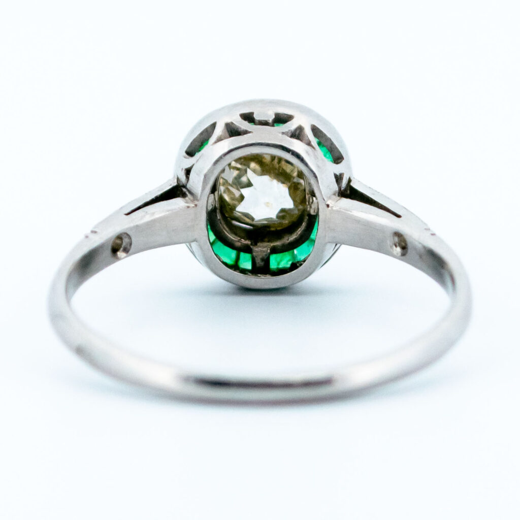 Anello Halo in platino con smeraldo e diamante 13211-5050 Immagine5