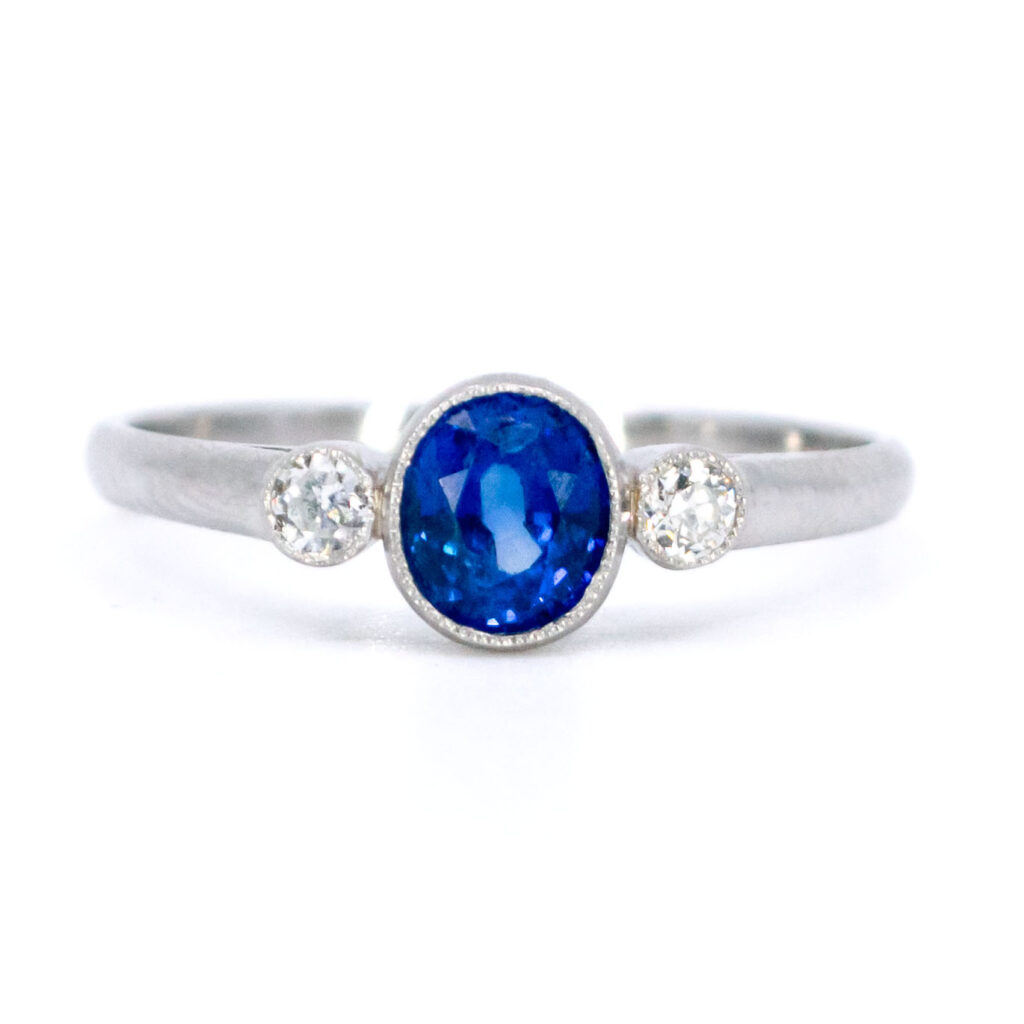 Sapphire Diamond Platinum Trilogy Ring 13212-5060 Image1